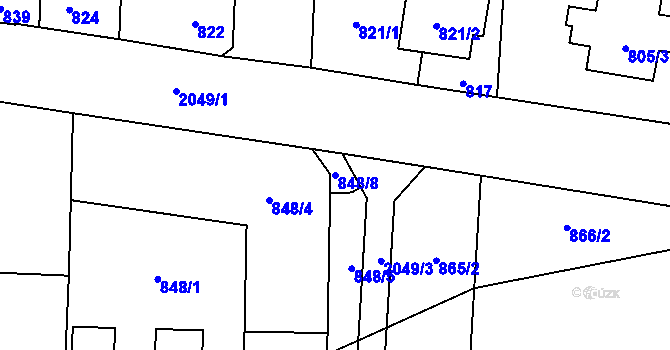 Parcela st. 848/8 v KÚ Kbely, Katastrální mapa