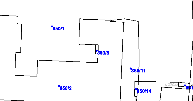 Parcela st. 850/8 v KÚ Kbely, Katastrální mapa