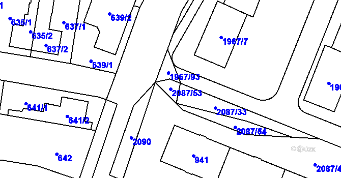 Parcela st. 2087/53 v KÚ Kbely, Katastrální mapa