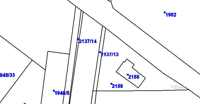 Parcela st. 2137/13 v KÚ Kbely, Katastrální mapa