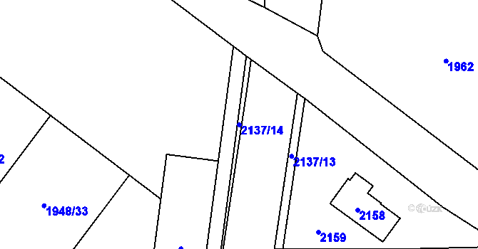 Parcela st. 2137/14 v KÚ Kbely, Katastrální mapa