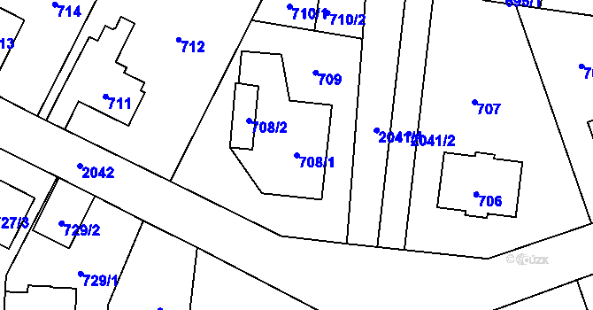Parcela st. 708/1 v KÚ Kbely, Katastrální mapa