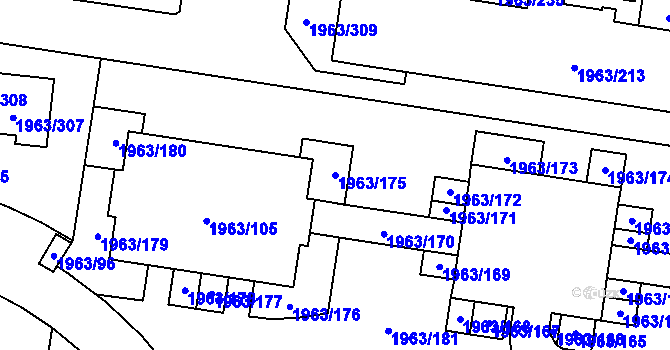 Parcela st. 1963/175 v KÚ Kbely, Katastrální mapa