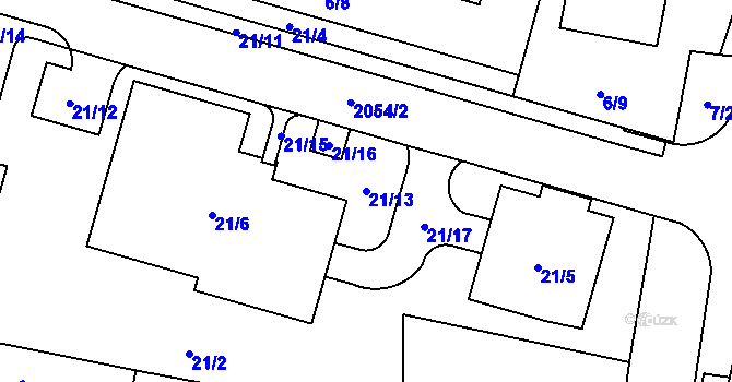 Parcela st. 21/13 v KÚ Kbely, Katastrální mapa