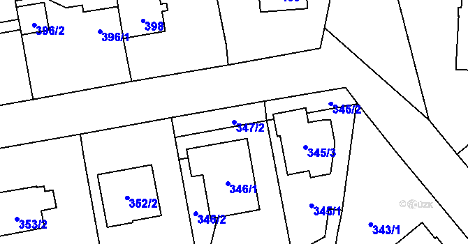 Parcela st. 347/2 v KÚ Kbely, Katastrální mapa