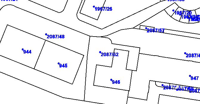 Parcela st. 2087/62 v KÚ Kbely, Katastrální mapa