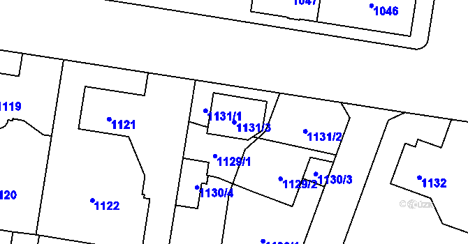 Parcela st. 1131/3 v KÚ Kbely, Katastrální mapa