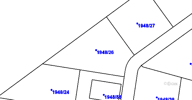 Parcela st. 1948/26 v KÚ Kbely, Katastrální mapa