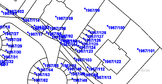 Parcela st. 1967/125 v KÚ Kbely, Katastrální mapa