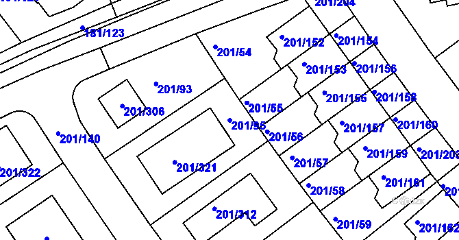 Parcela st. 201/95 v KÚ Černý Most, Katastrální mapa