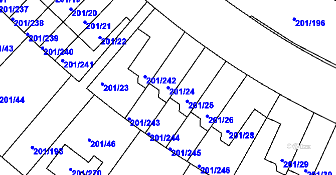 Parcela st. 201/24 v KÚ Černý Most, Katastrální mapa