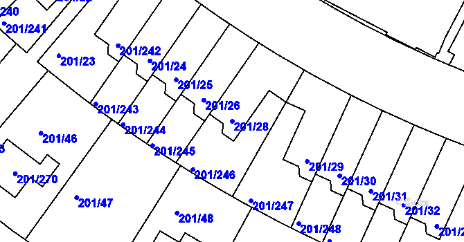 Parcela st. 201/28 v KÚ Černý Most, Katastrální mapa