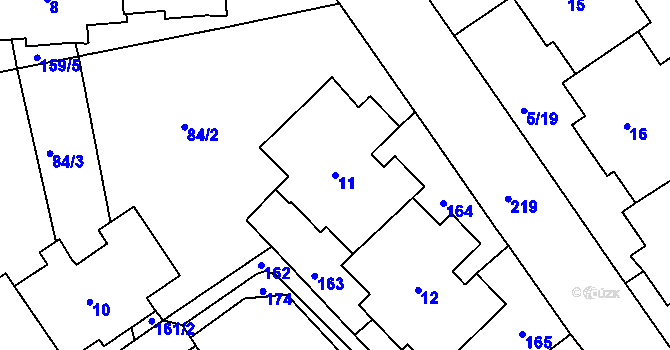 Parcela st. 11 v KÚ Černý Most, Katastrální mapa