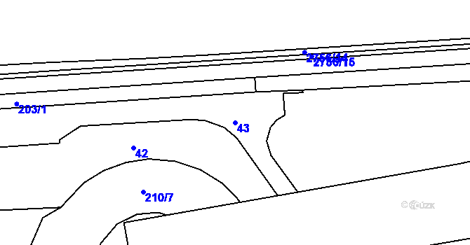 Parcela st. 43 v KÚ Černý Most, Katastrální mapa