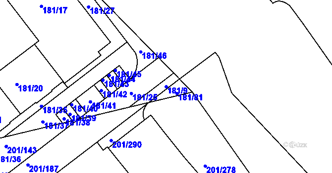 Parcela st. 181/9 v KÚ Černý Most, Katastrální mapa