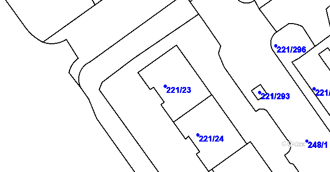Parcela st. 221/23 v KÚ Černý Most, Katastrální mapa