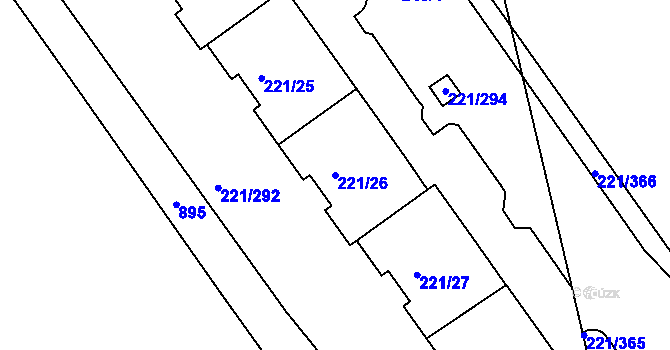 Parcela st. 221/26 v KÚ Černý Most, Katastrální mapa