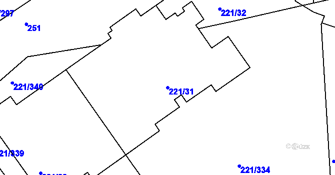 Parcela st. 221/31 v KÚ Černý Most, Katastrální mapa