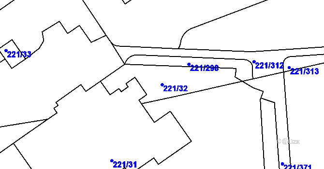 Parcela st. 221/32 v KÚ Černý Most, Katastrální mapa