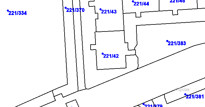 Parcela st. 221/42 v KÚ Černý Most, Katastrální mapa