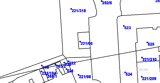 Parcela st. 221/66 v KÚ Černý Most, Katastrální mapa