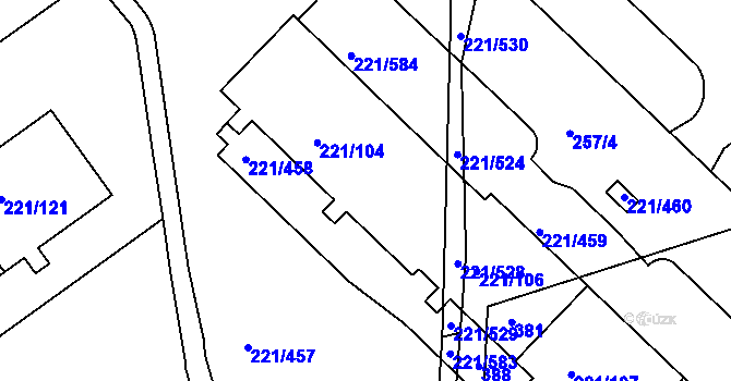 Parcela st. 221/105 v KÚ Černý Most, Katastrální mapa