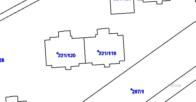 Parcela st. 221/119 v KÚ Černý Most, Katastrální mapa