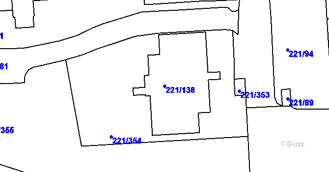 Parcela st. 221/138 v KÚ Černý Most, Katastrální mapa