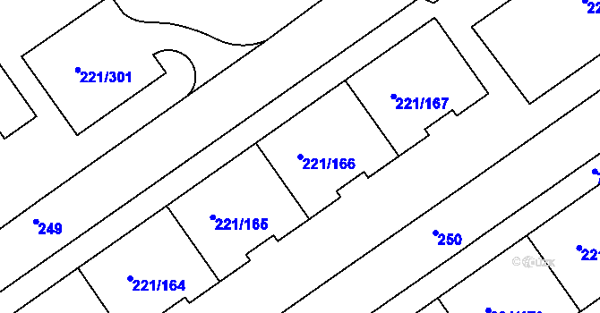 Parcela st. 221/166 v KÚ Černý Most, Katastrální mapa