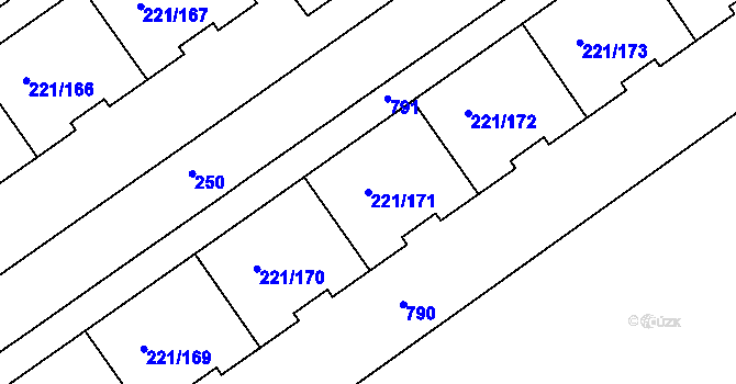 Parcela st. 221/171 v KÚ Černý Most, Katastrální mapa