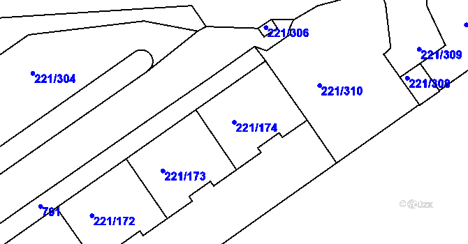 Parcela st. 221/174 v KÚ Černý Most, Katastrální mapa