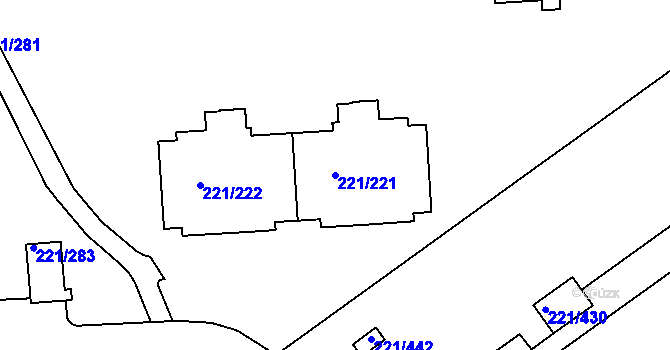 Parcela st. 221/221 v KÚ Černý Most, Katastrální mapa