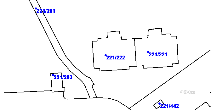 Parcela st. 221/222 v KÚ Černý Most, Katastrální mapa
