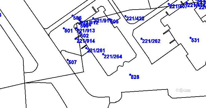 Parcela st. 221/264 v KÚ Černý Most, Katastrální mapa