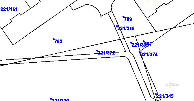 Parcela st. 221/372 v KÚ Černý Most, Katastrální mapa