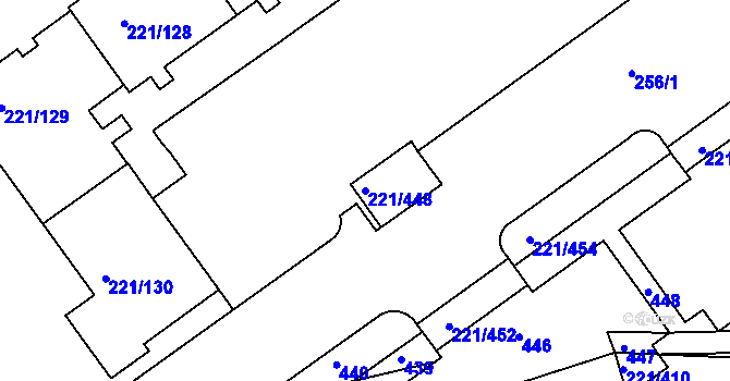 Parcela st. 221/448 v KÚ Černý Most, Katastrální mapa