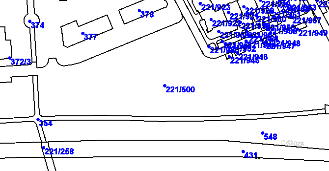 Parcela st. 221/500 v KÚ Černý Most, Katastrální mapa