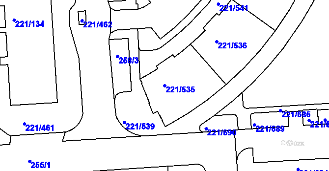 Parcela st. 221/535 v KÚ Černý Most, Katastrální mapa
