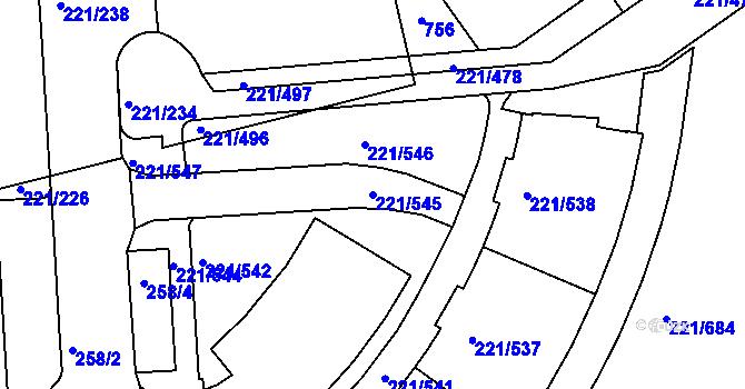 Parcela st. 221/545 v KÚ Černý Most, Katastrální mapa