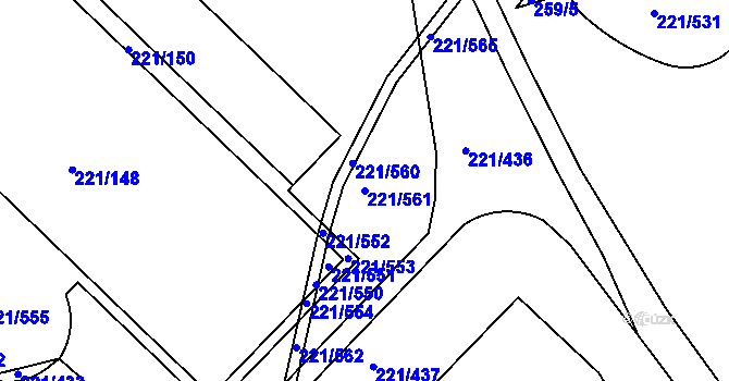 Parcela st. 221/561 v KÚ Černý Most, Katastrální mapa