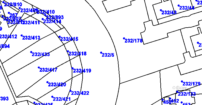 Parcela st. 232/5 v KÚ Černý Most, Katastrální mapa