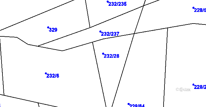 Parcela st. 232/28 v KÚ Černý Most, Katastrální mapa