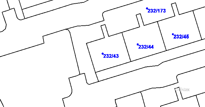 Parcela st. 232/43 v KÚ Černý Most, Katastrální mapa
