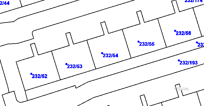 Parcela st. 232/54 v KÚ Černý Most, Katastrální mapa