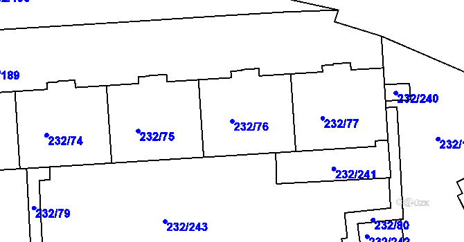 Parcela st. 232/76 v KÚ Černý Most, Katastrální mapa