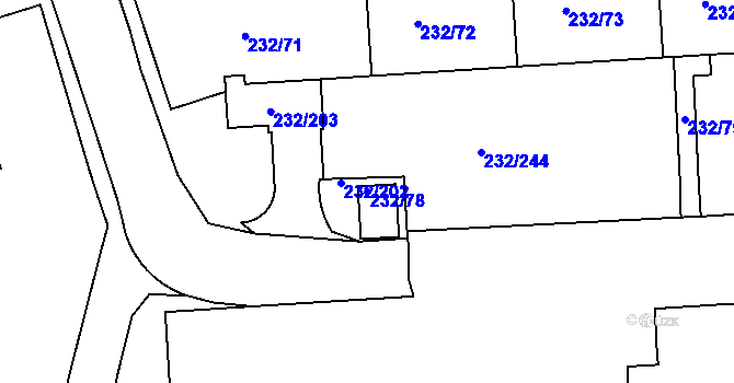 Parcela st. 232/78 v KÚ Černý Most, Katastrální mapa