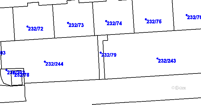 Parcela st. 232/79 v KÚ Černý Most, Katastrální mapa