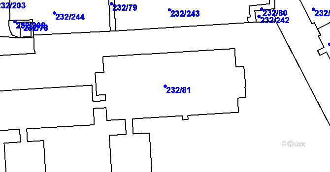 Parcela st. 232/81 v KÚ Černý Most, Katastrální mapa