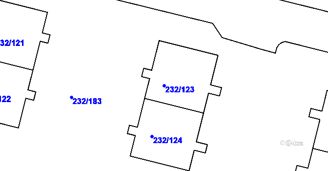 Parcela st. 232/123 v KÚ Černý Most, Katastrální mapa