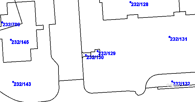 Parcela st. 232/129 v KÚ Černý Most, Katastrální mapa